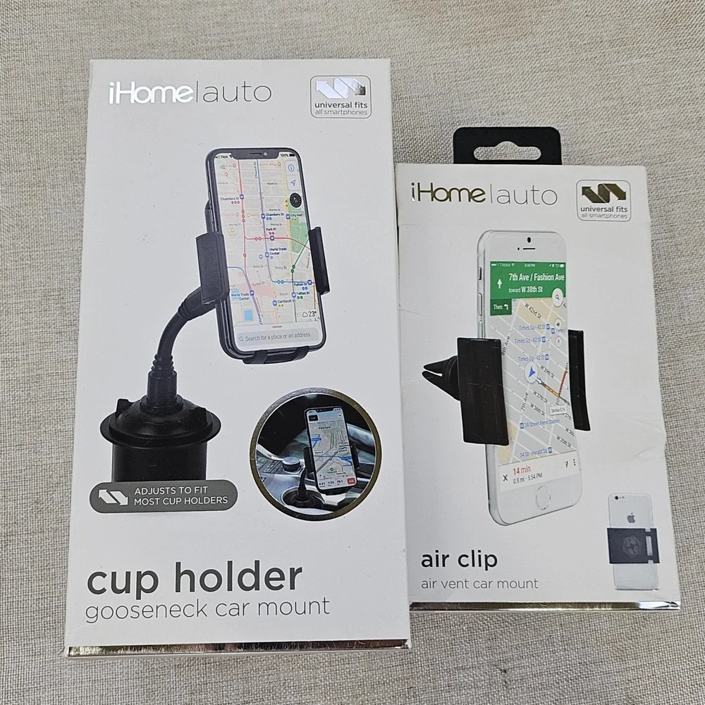 iHome Auto Cup Holder Gooseneck Car‎ Mount & Air Vent Clip Mount Universal Fit